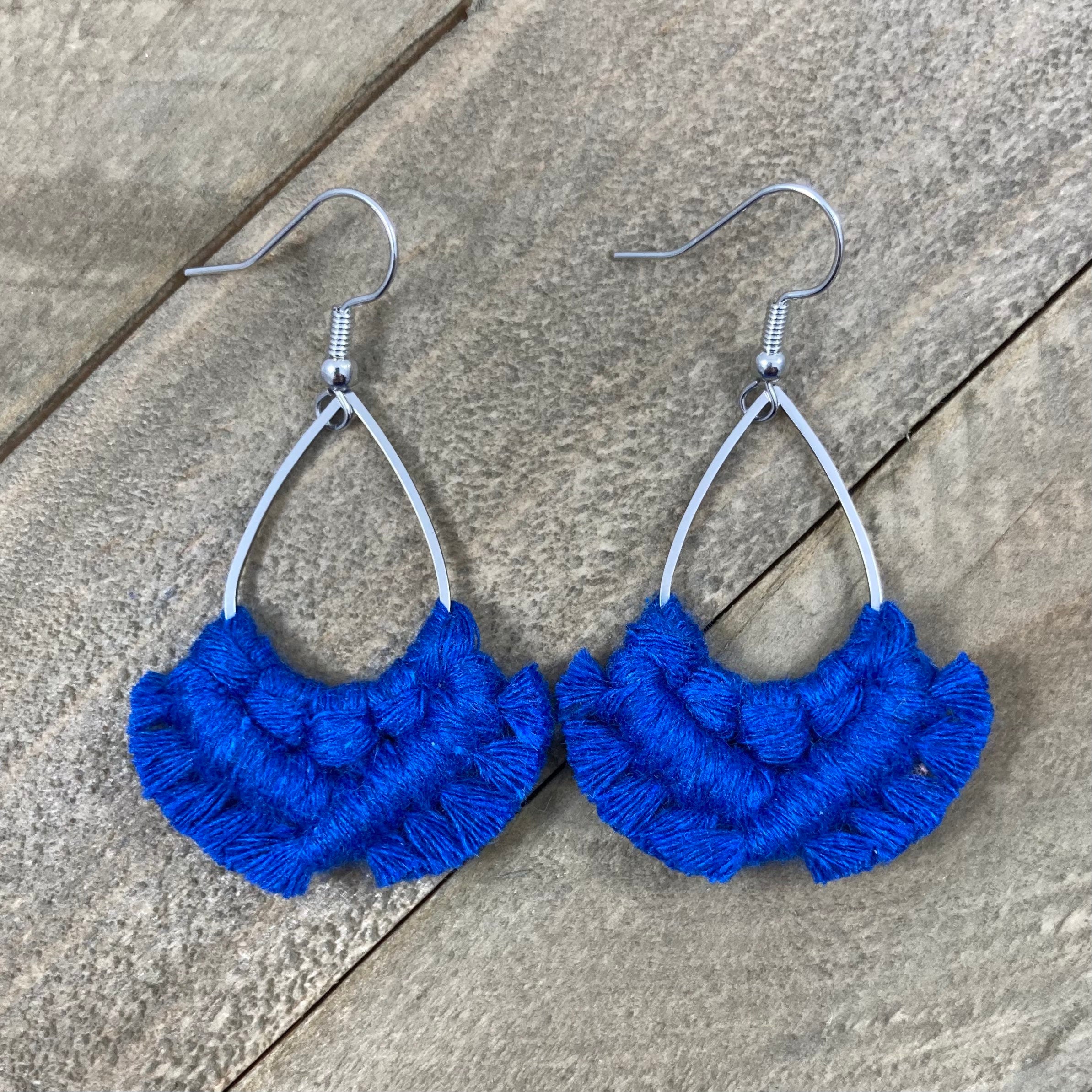 Royal blue hot sale feather earrings